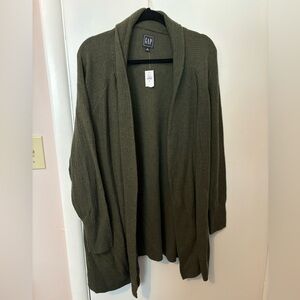 Gap Olive Green Long line cardigan sweater Size XL NWT